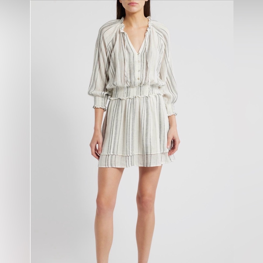 The Rails SZ XS Jasmine Stripe linen blend Blue and White Women’s dress